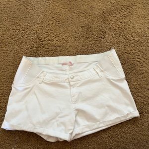White Side Panel Maternity Jean Shorts